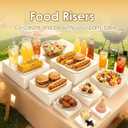8 Pcs White Acrylic Buffet Risers with 8 Card Holders, Food Display Risers for Buffet Table Party, Multi-Height Catering Risers for Dessert Table Decoration (11"-10"-8"-7"-6.5"-6"-5"-4")