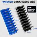 40PCS Modular Wrench Organizer - Wrench Tool Organizers for Tool Drawer Storage, Wrench Storage Set with Metric & SAE Label, Wrenches Rack Tool Gift for Professional Mechanics Men, Black & Blue