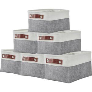 DECOMOMO Small Storage Basket, Closet Storage Bins, Baskets for Organizing Shelves (Grey & White, Small - 6 Pack)