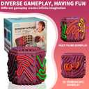 Sensory Activity Cube with 10 Strings - Anxiety Relief Fidget Toy for Children/Adults, Autism ADHD Focus, Compact Stress Reducer for Travel (red)