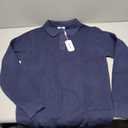 COOFANDY Mens Knit Polo Shirts Long Sleeve Casual Polo Sweaters Shirt Waffle Textured Collared Sweater (Medium, Dark Blue)