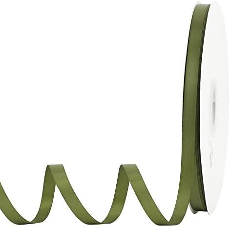 MEEDEE Moss Ribbon 3/8 Inch Moss Green Ribbon Double Faced Satin Ribbon Green Wedding Ribbon Thin Green Ribbon for Gift Wrapping Ribbon for Crafts Ribbon for Card Making Green Favor Decor, 100 Yards