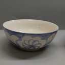 Maxdot Blue and White Bowl 10 x 5 Inch Large Hand Painted Stoneware Decorative Vase Bowl with Floral Chinoiserie Ceramic Design for Kitchen Centerpiece Creative Home Decor