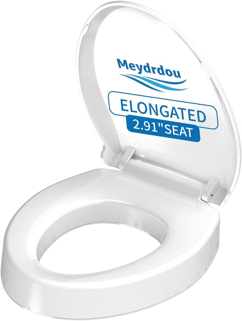 Raised Toilet Seat, Elongated 18.5", Soft Close