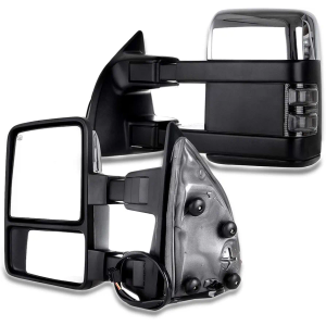 A-Premium Pair (2) Front Power Door Mirror Compatible with Ford F250 F350 F450 F550 Super Duty 2008-2016 - Heated Manual Folding Black Outside Rear View Mirror