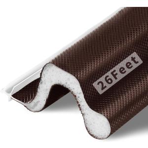 Fingwerk 26 Feet Long Reach Weather Stripping Door Seal, V-Shaped Replacement Door Seal Strip Foam Kerf Weather Stripping for Doors Frame Card Slot Door Insulation Strip, Easy Cut to Size(Brown)