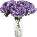 4PCS Real Touch Purple Hydrangea Artificial Flowers 21'' Large Latex Fake Hydrangea Flowers Faux Hydrangea with Stem for Wedding Home Table Centerpieces Indoor Baby Shower Decorations (Purple)
