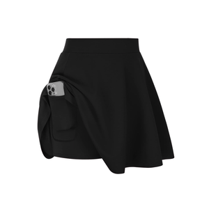 Hanna Nikole Women Plus Size Casual Mini Skater Skirt Elastic Lining High Waist Basic Flared Skorts Pleated with Pocket, M