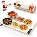 Warming Mat for Food Electric Food Warming Tray for Buffet withFast Heating Mat with Timer and 4 Heat Levels, Portable Rollable Food Warming Mat for Countertop, Portable Heating Pad for Parties Family (White)