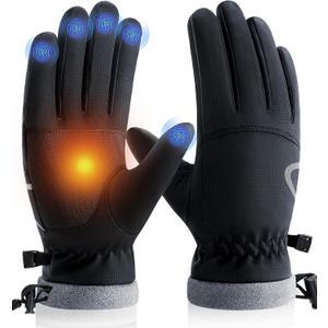 PULIOU Winter Waterproof Thermal Gloves for Men Women, Cold Weather Windproof Ski Snow Gloves with Touchscreen Fingers for Running Cycling Hiking Driving (Small, Black-Style 1)