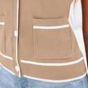 PRETTYGARDEN Vest For Women 2025 Summer Casual Button Down Color Block Sweater Vest Ribbed Knit Tank Tops With Pockets (Beige, M)