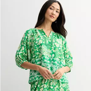 Women's Farmers Market 3/4-Sleeve Woven Top XL