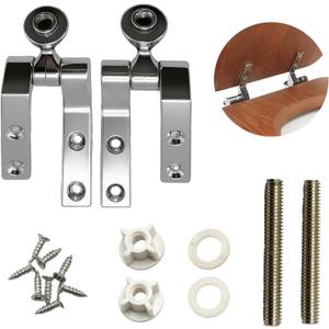 Universal Toilet Seat Hinges Replacement Kit - Chrome-Plated Metal Hinge Set with Bolts, Screws, Nuts for Most Wooden Toilet Seats - Easy Install Bathroom Hardware Fittings