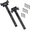 12" Black Door Hinges  2Pcs Gate Hinges with 12 Mounting Screws  Medium/Heavy Duty 4mm Thick Iron Construction with Black Powder Coating  Ideal for Gates, Sheds, Barns