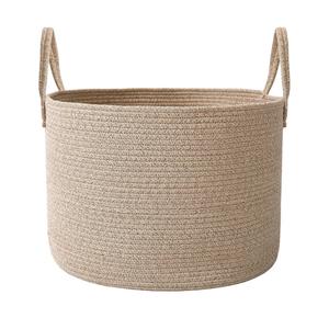 65L Extra Large Blanket Basket for Living Room - Woven Cotton Rope Laundry Hamper with Reinforced Handles - Storage Bin for Pillows, Comforters & Toys - Machine Washable,Oatmeal