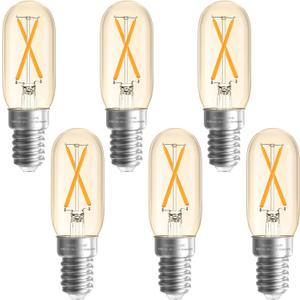 GvvooHome Dimmable T6 led Bulb 2200K Amber Warm, 2W, 25 watt Equivalent, Candelabra LED Light Bulbs, E12 Candelabra Bulb for Chandeliers, Ceiling Fan, 90+CRI 250LM, 6 Pack