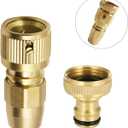 Expandable Garden Hose Repair Kit,Solid Brass Hose Quick Connect Fittings,3/4 Inch GHT Female Faucet Adapter Flexible Hose Connectors Water Hose End Repair Accessories,1 Set