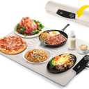Food Warming Mat, Large Electric Warming Tray with 7 Temperature Settings 2-12H Timer and Child-Lock Fast Full Surface Heating Roll Up Food Warmers for Parties Buffet Gatherings Countertop