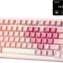 YUNZII B75 PRO MAX Wireless Mechanical Keyboard, 75% Layout with Screen and Knob, Custom Hot Swap Gasket, Creamy Pre-lubed Switches, Bluetooth/ Type-C/ 2.4G for Win/ Mac (Pink Heart, Cocoa Cream V2 Switch)