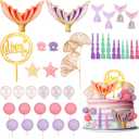 Mermaid Cake Topper, 40 Pcs Under the Sea Decorations Set with Sea Shells, Starfish & Balls, Premium Plastic Cake Decor for Birthday, Baby Shower Party