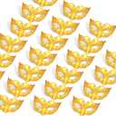 Deekin 24 Pcs Mini Masks Masquerade Small Masquerade Mask Cake Toppers Decorative Mardi Gras Venetian Party Decoration(Gold)