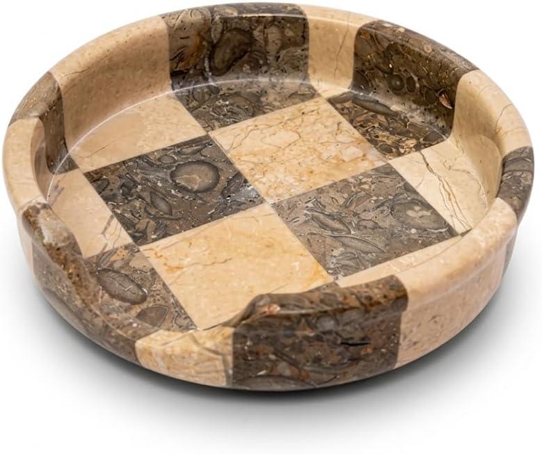 Verona Oceanic Marble Spoon Rest for Stove Top, Checkered Kitchen Utensil Holder, Coffee Bar Accessory