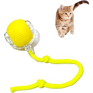 Interactive Cat Toy Rolling Ball with Tail, Motion Activated Indoor Cats | USB Rechargeable, Bird Chirp & 3 Speed Modes, Durable Silicone, Automatic Self-Moving, Relieve Boredom & Stimulate Curiosity