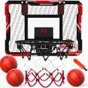 EagleStone Electronic Scoring Mini Basketball Hoop for Door, Foldable Dunk Rim Indoor Basketball Game with Silent & Countdown Modes, 3 Balls & Pump,Sports Toy Gift for Kids Adults