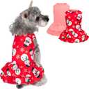 cyeollo 2 Pack Dog Christmas Dress Puppy Dress Soft Breathable Dog Clothes for Small Dogs Girl Snowman Holiday Outfit Pet Apparel XL