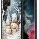 Compatible with Samsung Galaxy S23 Ultra Case,The Snowman Family Four Christmas Xmas Desgin,Anti-Scratch Shockproof