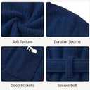 PJGGZ Men's Bathrobes with Hood, Soft Long Towel Robe for Men - Super Absorbent Quick Dry yet Warm (Blue, XL)