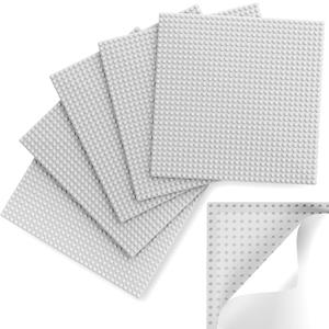 Pokiiulk Classic Baseplates, Peel and Stick Base Plates for Building Bricks, Compatible with Major Brands, Self-Adhersive Base for Bricks 10" x 10", 6 Pack Grey