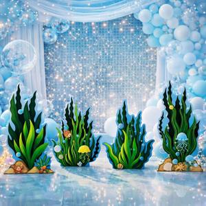 4 Pcs Seaweed Cardboard Stand-ups Set of 4 Under The Sea Lifesize Party Decorations with Ocean Elements Vibrant Ocean Themed Props for Events and Displays 19.69-23.62 Inches Tall Cutouts