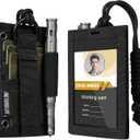 OneTigris Tactical ID Card Holder Hook & Loop Patch Badge Holder Neck Lanyard Key Ring and Credit Card Organizer (Black)