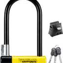 Kryptonite New York Standard Bike U-Lock, Heavy Duty Anti-Theft, 16mm Shackle with Mounting Bracket and Keys, Ultimate Security for Bicycles E-Bikes and Scooters.