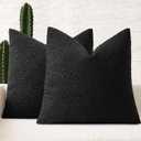 MIULEE 20x20 Inch Decorative Pillow Covers for Couch Bed Set of 2 Textured Boucle Neutral Throw Pillows Black Accent Solid Cushion Pillowcase Cozy Soft Sofa Livingroom Home Decor