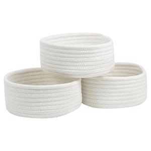 Small Basket, Set of 3 Small Woven Baskets, Cotton Rope Baskets for Organizing, Cute Mini Tiny Baskets for Nursery, Decorative Boho Round Storage Basket Bathroom Organization Bin