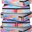5 Pcs Packing Cubes for Suitcase Large Travel Cubes Carry on Luggage Organizer Bags for Clothes Accessories(L,Watercolor)