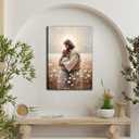 Jesus Hugging Woman Christian Canvas Wall Art Ready to Hang 24"L x 16"W | Jesus and Girl Healing Embrace Print in Floral Field Modern Spiritual Religious Decor for Living Room Bedroom Faith Gifts