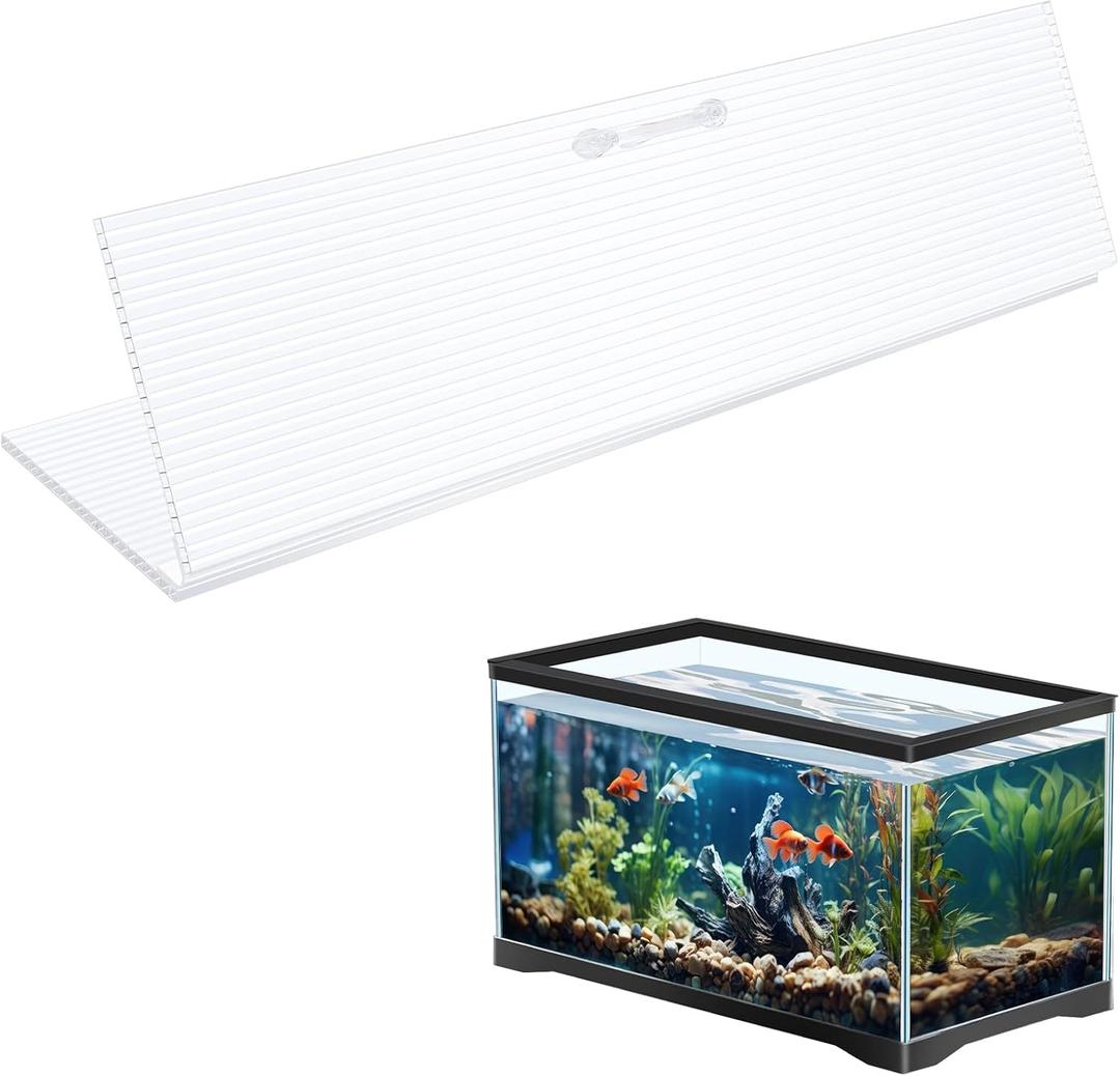 Sieral Aquarium Canopy Set Polycarbonate Greenhouse Panels 15.37 x 7.63 x 0.12 Inch for 5/10 Gallon Fish Tank Without Center Brace Aquariums Cover Fish Tank Lid, Clear