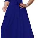 LightlyKiss Plus-Size Maxi Dresses for Women African Summer 3/4 Sleeves Beach Sundress with Pockets (Blue, XL)