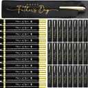 25 Sets Fathers Day Man of God Church Gifts Christian Bible Verse Pens with Leather Pen Holder Sleeve Inspirational Quotes Religious Pen for Men Church Office Faith Based Gifts