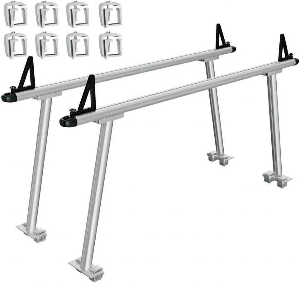 71" Aluminum Truck Ladder Rack, 800 Lbs Capacity Truck Rack, Heavy Duty Universal Pickup Truck Bed Rack with 8 No-Drill c-Clamps for Kayak, Surfboard, Lumber, Ladder & More