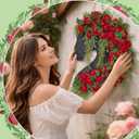 Suncalla Derby Horse Wreath for Front Door Run for the Roses Derby Rose Door Hanger Horse Racing Jockey Long Wooden Wall Sign Party Decorations Window Porch Home Festival Celebration Decorations