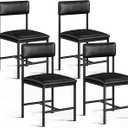 DWVO Dining Room Chairs Set of 4 Black Modern Upholstered Dining Chairs Faux Leather Restaurant Chairs with Metal Legs for Living Room Kitchen 4 Pack, Black