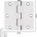 18 Pack Satin Nickel 3.5 Inch x 3.5" 1/4" Radius Interior Door Hinges Brushed Nickel 3-1/2 Door Hinge for Doors Bedroom Small Rounded Conner Standard Bifold Residential Door Hinge