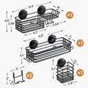 LEVERLOC Shower Caddy Suction Cup, 3 Pack Heavy Duty Bathroom Organizer for Inside Shower with Hooks & Soap Holder, Removable Bathroom Organizer, Rustproof Black Holder Storage Black