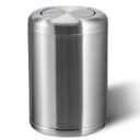 Waste Can 3 Gallon with Swing LidBrushed Stainless Steel Trash CanMetal Cylindrical Garbage CanBrass Wastebasket Bin for Bathroom,LivingRoom,Office,Kitchen,Bedroom,Hotel (Sliver)