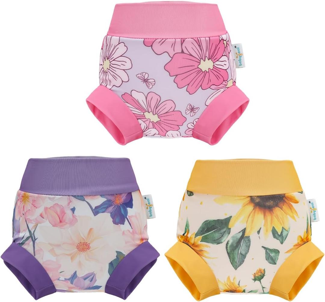 Babygoal Baby Toddler Reusable Swim Diapers 3 Pack, Adjustable, Washable, Waterproof Swimming Diapers for Newborn to 3T Boys & Girls,3YKS04-2-3T-B