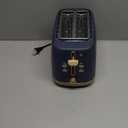 West Bend Timeless 2-Slice Toaster with 7 Browning Levels, Bagel/Waffle/Defrost Settings, High-Lift Lever, Anti-Jam, Easy-Clean Crumb Tray, 2-Slice, Blue/Gold